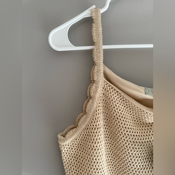 Ryegrass Womans Crochet Sandshell Tank Top SZ LG Boho New Lined Cropped Summer - Picture 4 of 8